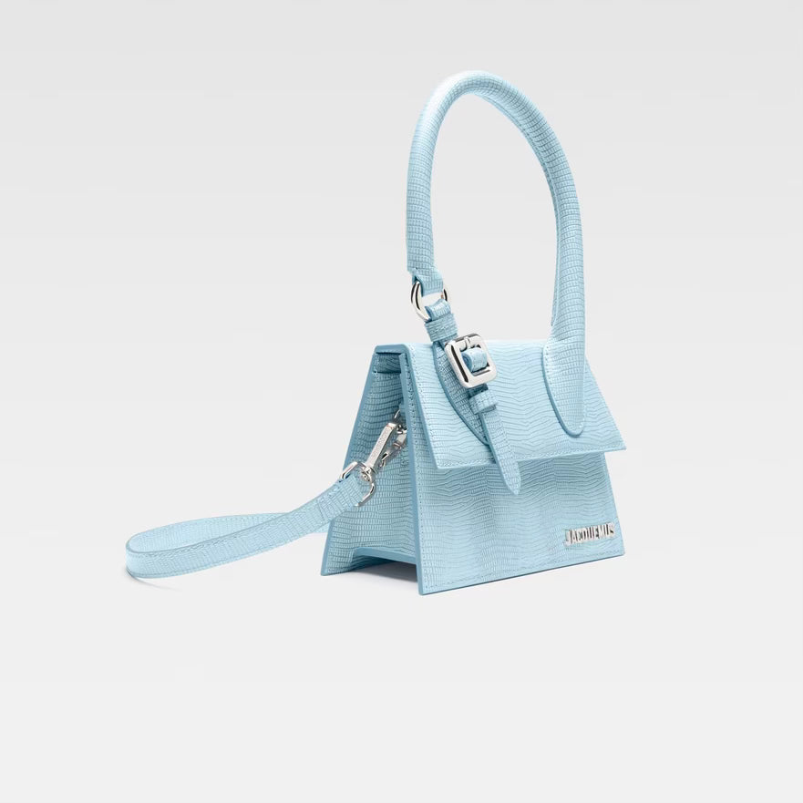 Jacquemus Chiquito Medium Light Blue Crocodile
