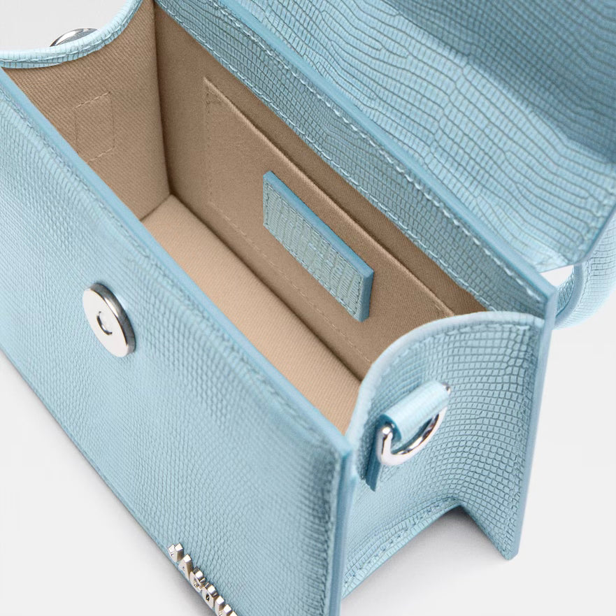 Jacquemus Chiquito Medium Light Blue Crocodile
